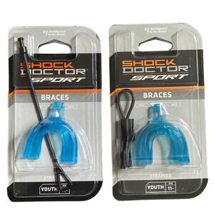 TWO Shock Doctor Sport Brace Strapped Kids Youth Blue 11- and under #1 Guard USA